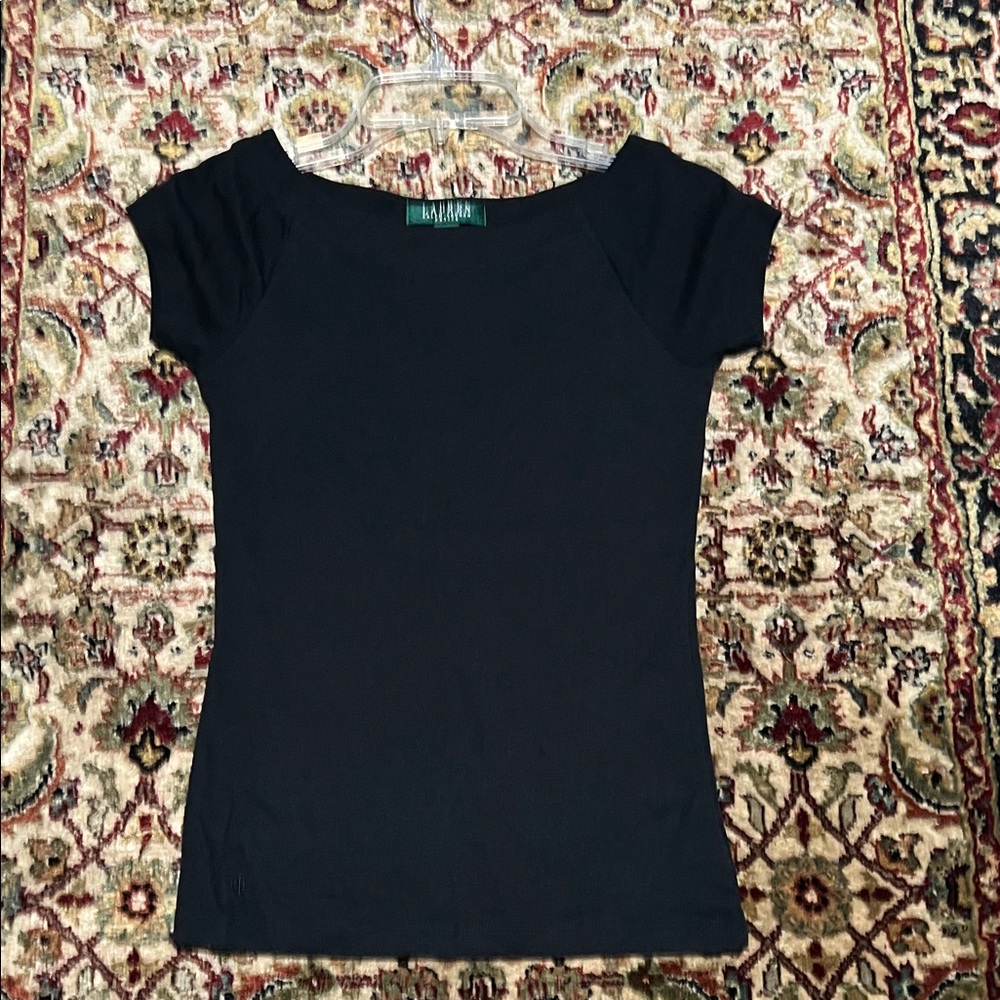 Ralph Lauren Boatneck Cap-Sleeve Slim Fit Tee Size Petite Small